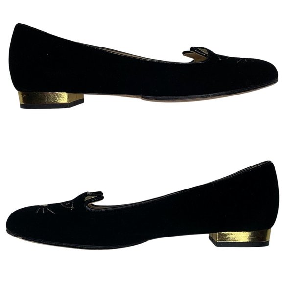Charlotte Olympia Velvet Kitty Slip-On Ballet Flat - Picture 11 of 16